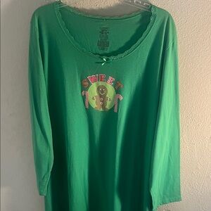 Festive Green Gingerbread Long Sleeve Top